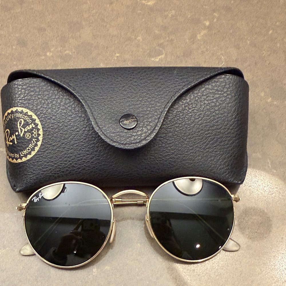 Ray-Ban Gold Frame Sunglasses with Black Case